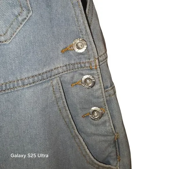 NWOT‎ Misslook Painted Flower boho denim bibs overalls sz L - Picture 4 of 6